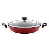 Paula Deen Riverbend Nonstick Chicken Frying Pan / Fry Pan / Skillet with Lid and Side Handles - 12.5 Inch, Red Speckle